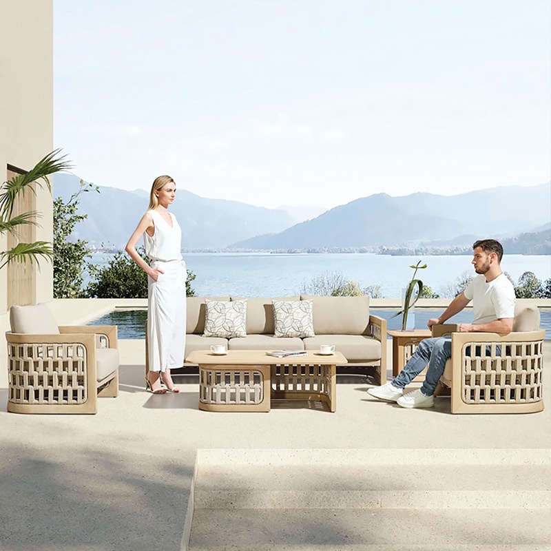 Outdoor Furniture Teak - # طقم أريكة خشبية من خشب
