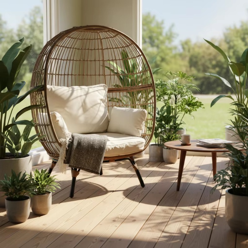 كرسي بيضاوي الشكل من الخيزران  - مراجعة Outdoor Furniture Quality وسعره